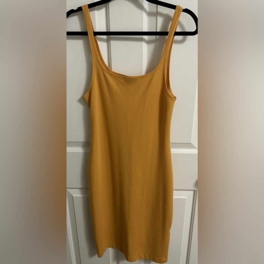 Zara Trafaluc Tank Dress / Midi back slit Yellow‎ Gold Large